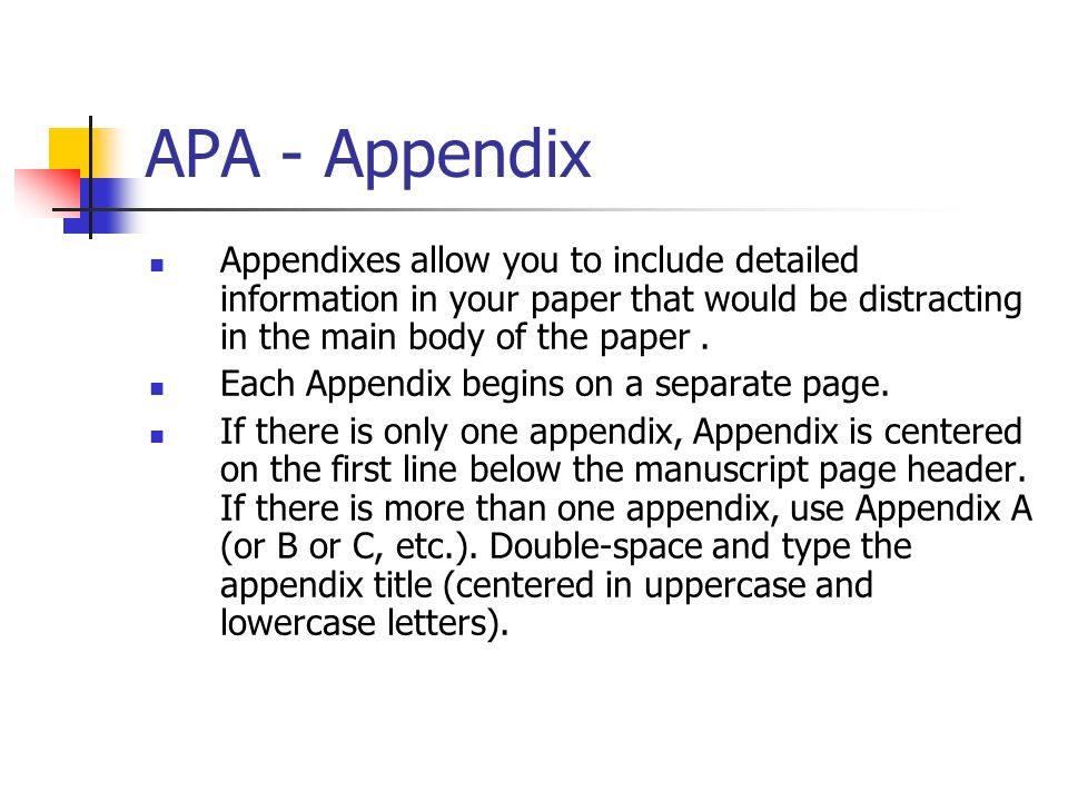 Writing an Appendix
